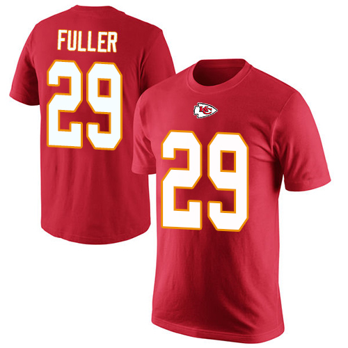 Men Kansas City Chiefs #29 Fuller Kendall Red Rush Pride Name and Number T-Shirt->nfl t-shirts->Sports Accessory